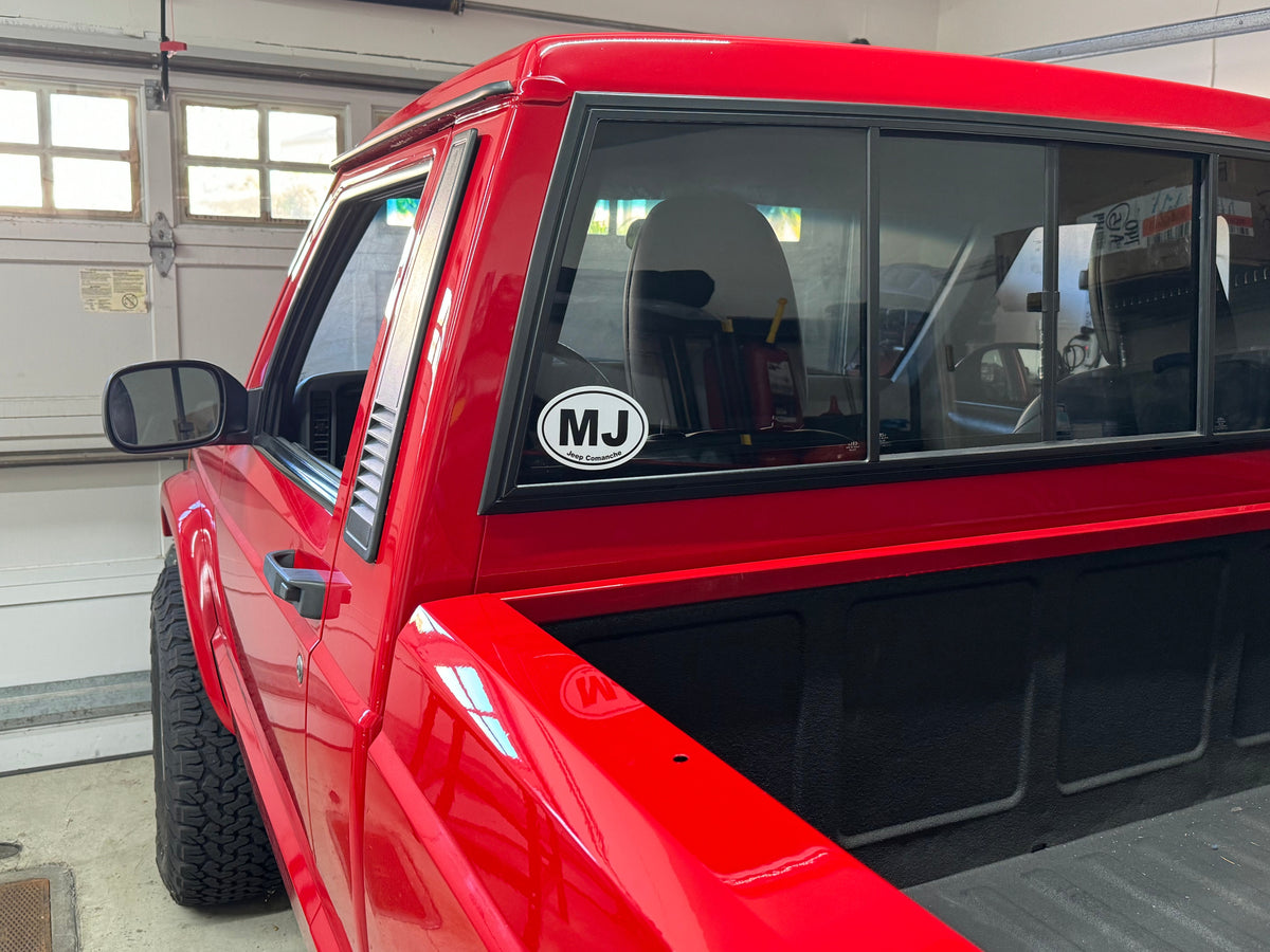 MJ White Oval Jeep Code Decal