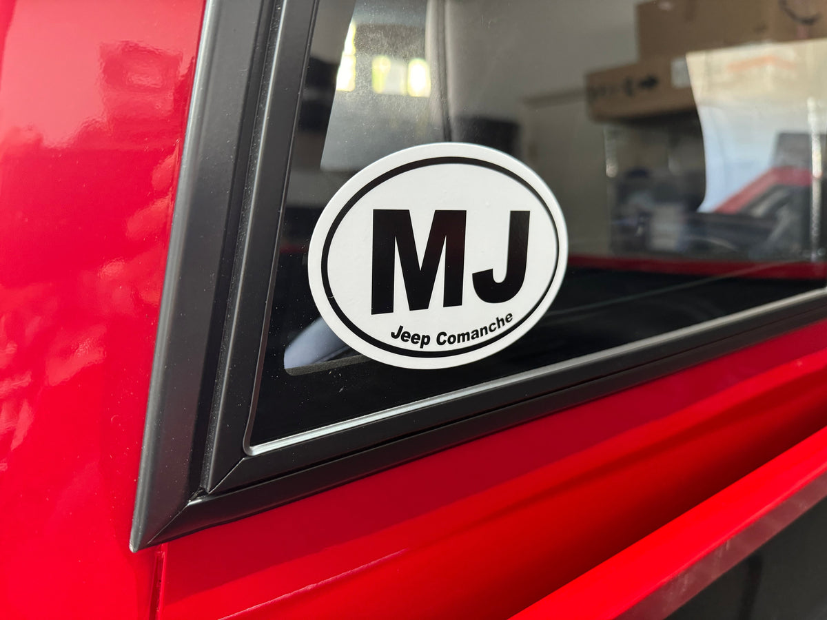 MJ White Oval Jeep Code Decal