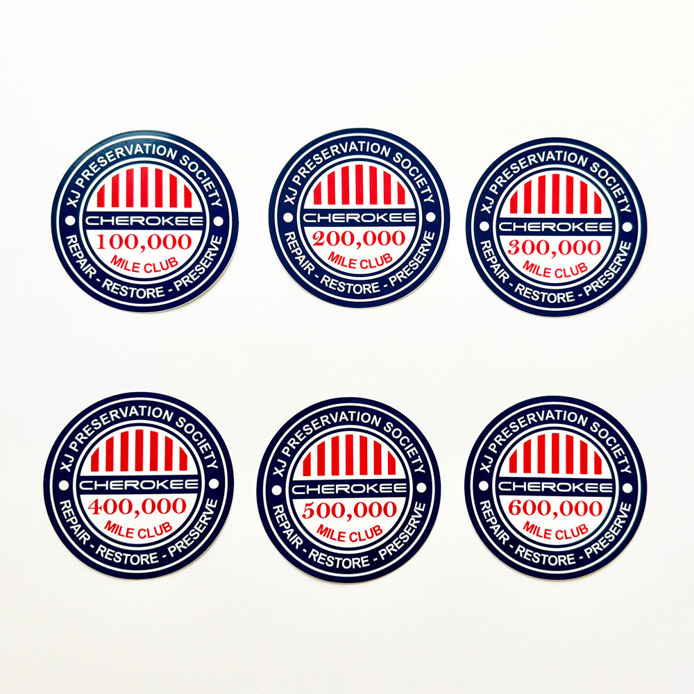 XJ Preservation Society Mileage Club Decals