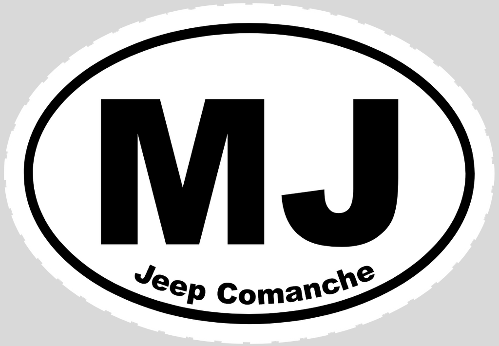 MJ White Oval Jeep Code Decal
