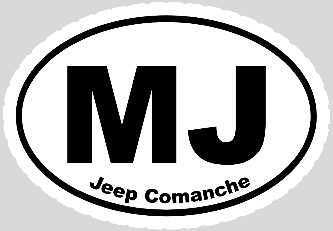MJ White Oval Jeep Code Decal