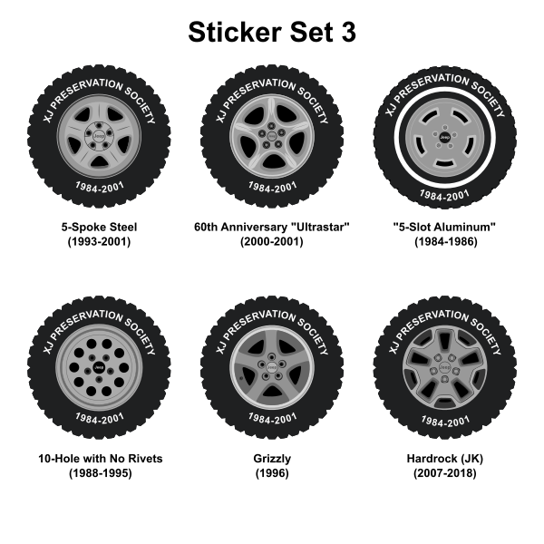 XJ Preservation Society Wheel Stickers